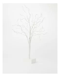 Pre-Lit Faux Twig Tree 60cm In White