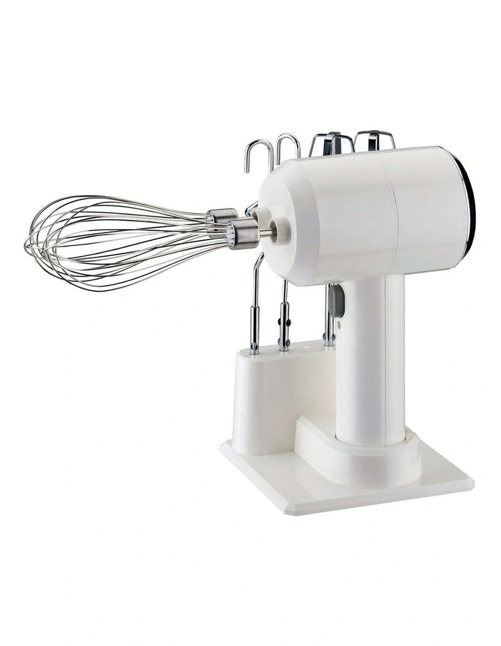 20cm Cordless Hand Mixer With Stand For Home Cooking & Baking In White 3 20cm Cordless Hand Mixer With Stand For Home Cooking & Baking In White