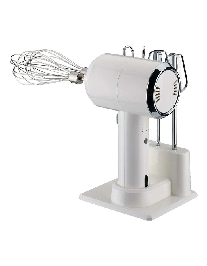 20cm Cordless Hand Mixer With Stand For Home Cooking & Baking In White 4 20cm Cordless Hand Mixer With Stand For Home Cooking & Baking In White - Image 2