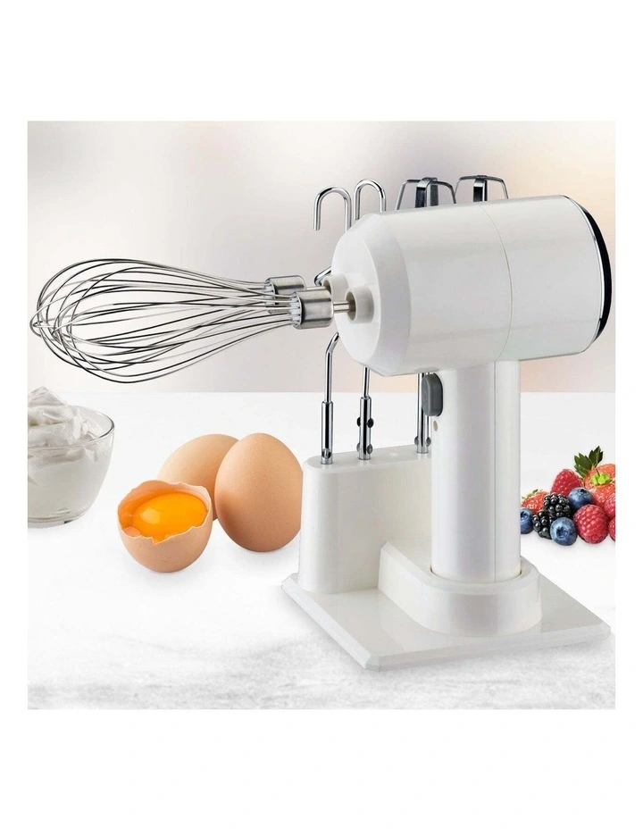 20cm Cordless Hand Mixer With Stand For Home Cooking & Baking In White 6 20cm Cordless Hand Mixer With Stand For Home Cooking & Baking In White - Image 4