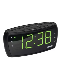 Large Number Alarm Clock & AM/FM Radio, Bold Green LED Time Screen In Black