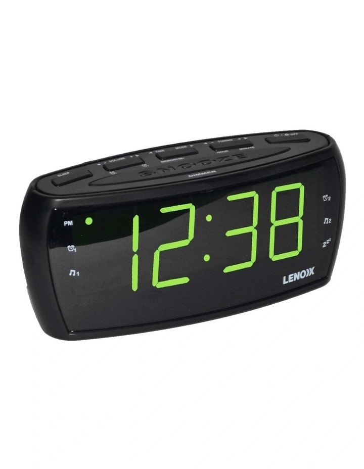 Large Number Alarm Clock & AM/FM Radio, Bold Green LED Time Screen In Black 3 Large Number Alarm Clock & AM/FM Radio, Bold Green LED Time Screen In Black