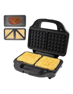 Sandwich Press With 3 Interchangeable Plates In Silver -Household Items Shop 959429080 3 720x928