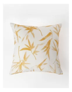 Calma Palm Leaf Print Cushion 50x50cm In Yellow