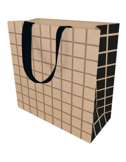 Simson Large Embossed Checkerboard On Kraft Giftbag