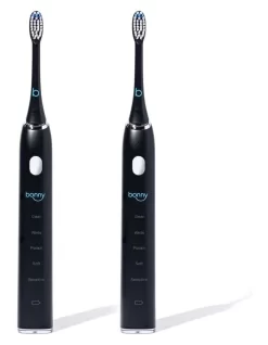 Couples Electric Toothbrush Bundle With Charcoal Brush Heads In Black