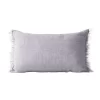 Vintage Linen Fringe Cushion In Lavender