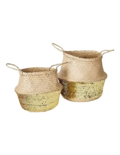 Carrie Sequin Seagrass Baskets Set Of 2 In Natural