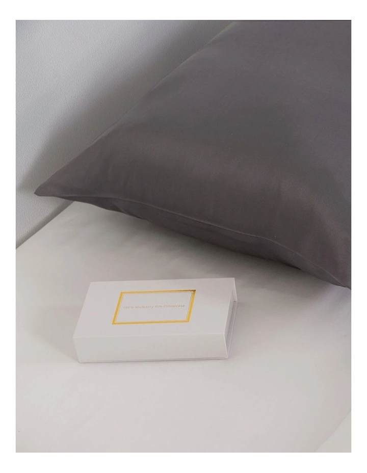 Pure Silk Pillowcase 100% Mulberry Silk Hypoallergenic In Charcoal 5 Pure Silk Pillowcase 100% Mulberry Silk Hypoallergenic In Charcoal - Image 3