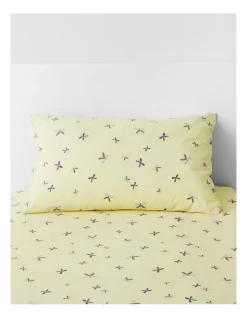 Kids Funny Bugs Sheet Set In Pastel Yellow