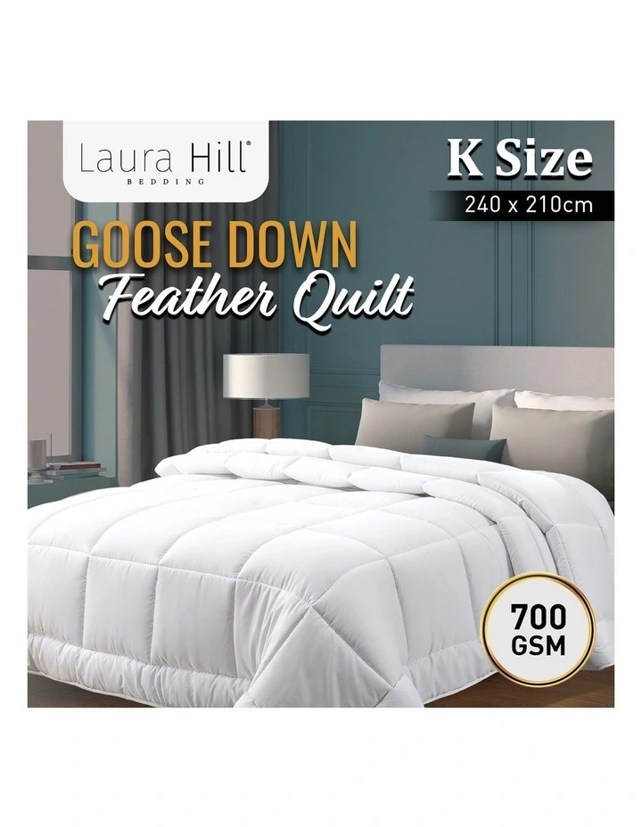 Goose Down Feather 700GSM Comforter Doona King In White 5 Goose Down Feather 700GSM Comforter Doona King In White - Image 3